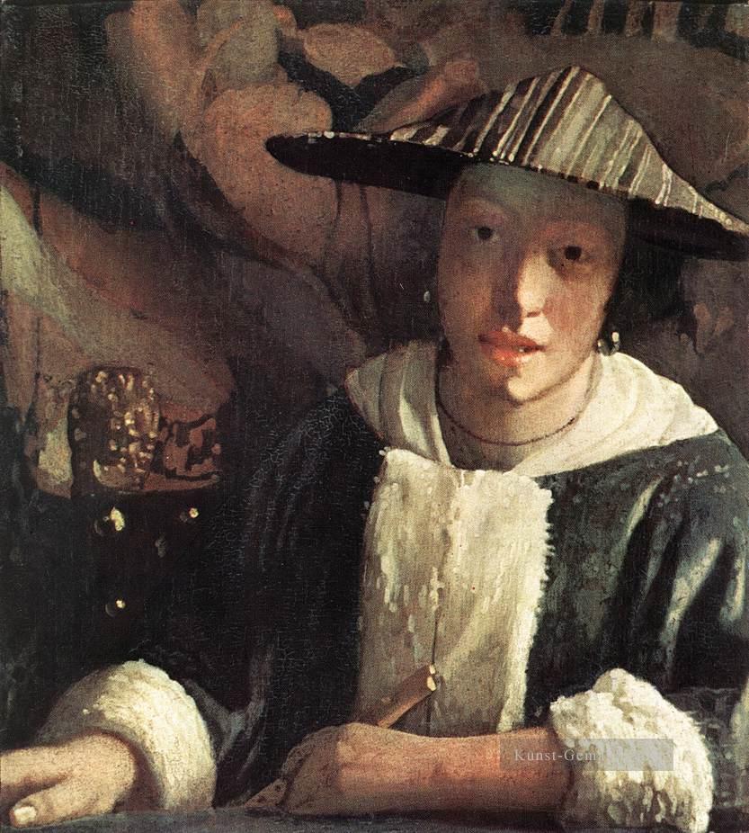 Junge Mädchen mit einer Flöte Barock Johannes Vermeer Ölgemälde